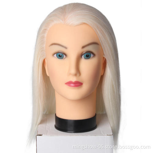 Real Hair Training Head blonde For Salon Hairdressing Mannequin Dolls professional styling head can be curled